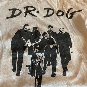 "Dr. Dog" White Band Tee Shirt w/ Motorcycle